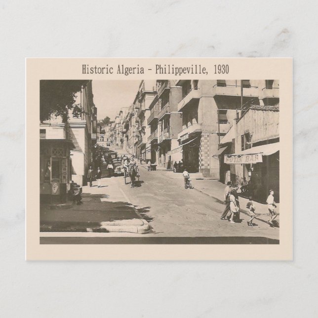 Vintage Image, Historic Algeria Philippeville 1930 Postkarte (Vorderseite)