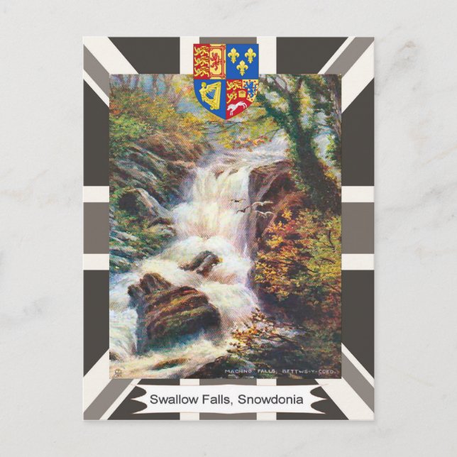 Vintage Image, Swallow Falls, Snowdonia Postkarte (Vorderseite)