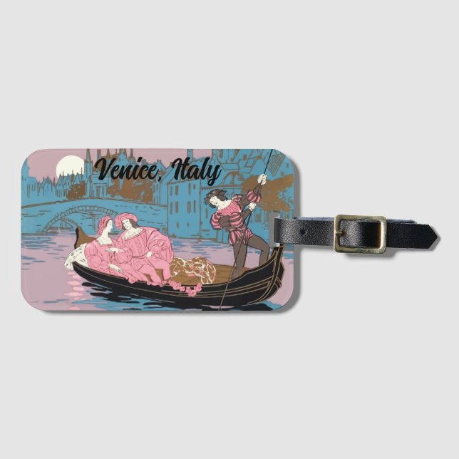 Vintage Image von Venedig Gepäckmarke Gepäckanhänger (Vorderseite (Horizontal))