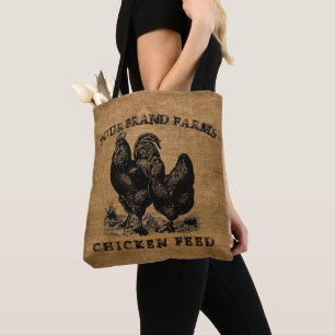 Vintage Imitate Burlap Chicken Fütterte Sack Vorla Tasche