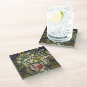 Vintage Impressionistischer Blumenstrauß Van Gogh Glasuntersetzer