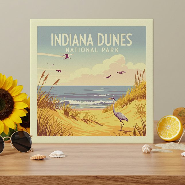 Vintage Indiana Dunes National Park  Fliese (Von Creator hochgeladen)