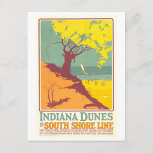 Vintage Indiana Dunes South Shore Line Poster Postkarte
