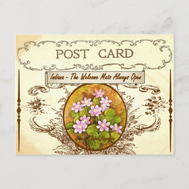 Vintage Indiana Staat Blume Postkarte (Vorderseite)