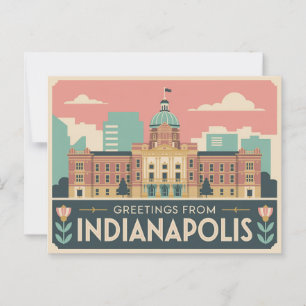 Vintage Indianapolis Postkarte   Grüße aus