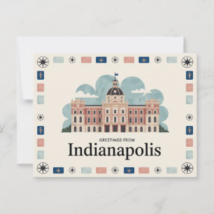 Vintage Indianapolis Postkarte   Grüße aus