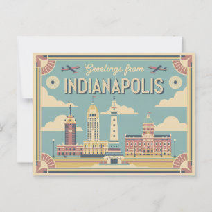 Vintage Indianapolis Postkarte   Grüße aus