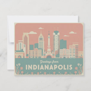 Vintage Indianapolis Postkarte   Grüße aus