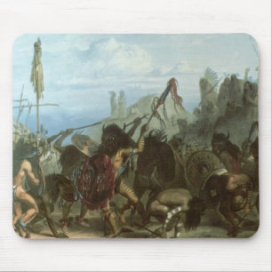 Vintage Indianer, Büffeltanz von Karl Bodmer Mousepad