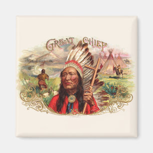 Vintage Indianer-Großer-Zigarrenschachtel Magnet