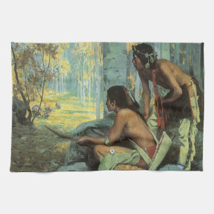 Vintage Indianer, Taos Truthahnjäger von Couse Geschirrtuch