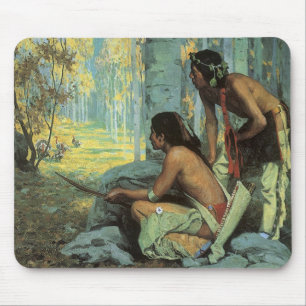 Vintage Indianer, Taos Truthahnjäger von Couse Mousepad