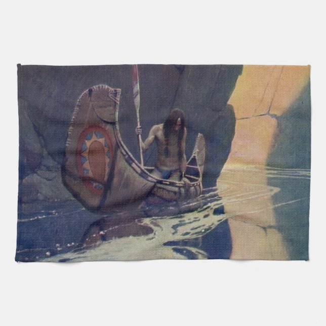 Vintage Indianerkanone Paddling Sun Classic Handtuch (Horizontal)