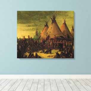 Vintage Indians, Sioux-Kriegsrat von Catlin Leinwanddruck