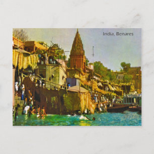 Vintage, Indien, Benares, Ganges Postkarte