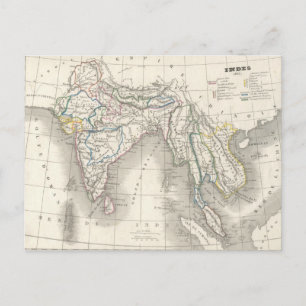 Vintage-Indienkarte im Stil der alten Welt als Pos Postkarte