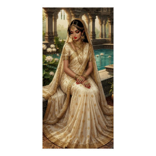 Vintage indische Brautpalast Lotus Teich Fine Art Poster