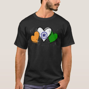 Vintage indische Flagge Herzschlag Indien Herz T-Shirt