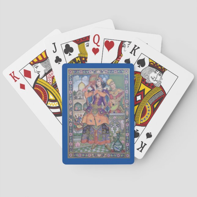 Vintage indische Frauen spielen Karten Spielkarten (Rückseite)