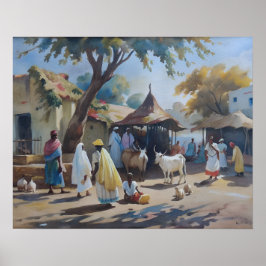 Vintage indische Village Art Poster
