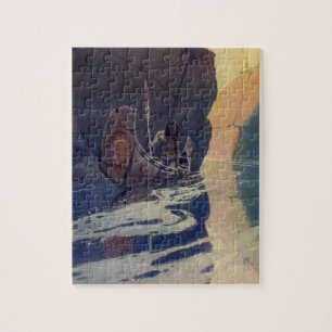 Vintage Indischer Kanu Paddling Sonne Klassiker