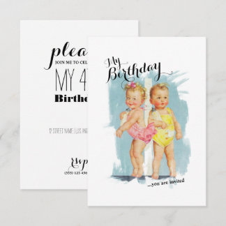 Vintage, individuell anpassbare Kinder zum Geburts Einladung