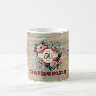 VINTAGE INDIVIDUELL GESTALTETES BLUMENDESIGN KAFFEETASSE