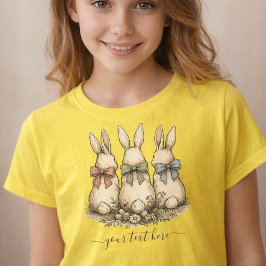 Vintage individuelle Blumen-Hasen-Schleifen Namen T-Shirt