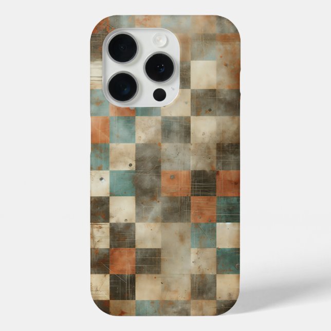Vintage Industrial Rust Checkerboard Phone Case  (Rückseite)