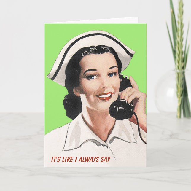 Vintage infirmière drôle carte d'anniversaire (Devant)