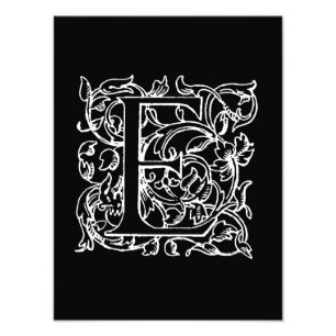 Vintage-Initiale E Monogramm Schwarz Weiß Monogram Fotodruck