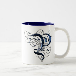 Vintage Initiale P Zweifarbige Tasse