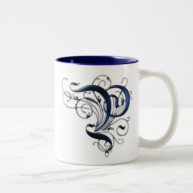 Vintage Initiale P Zweifarbige Tasse (Rechts)