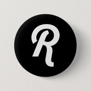 Vintage-Initiale R-Monogramm Minimalistisch Button