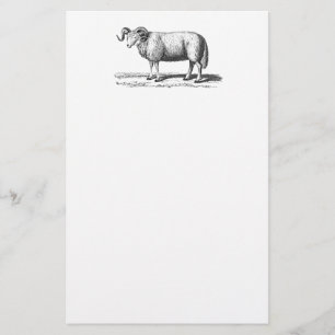 Vintage inländische Schaf-Illustration - RAM Briefpapier