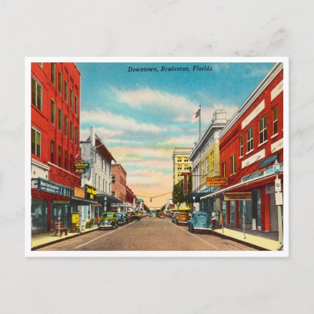Vintage Innenstadt, Bradenton, Florida Postkarte (Vorderseite)