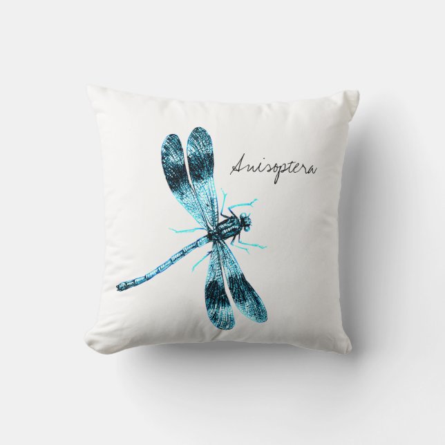 Vintage Insekten-Dragonfly-Abbildung Kissen (Vorderseite)
