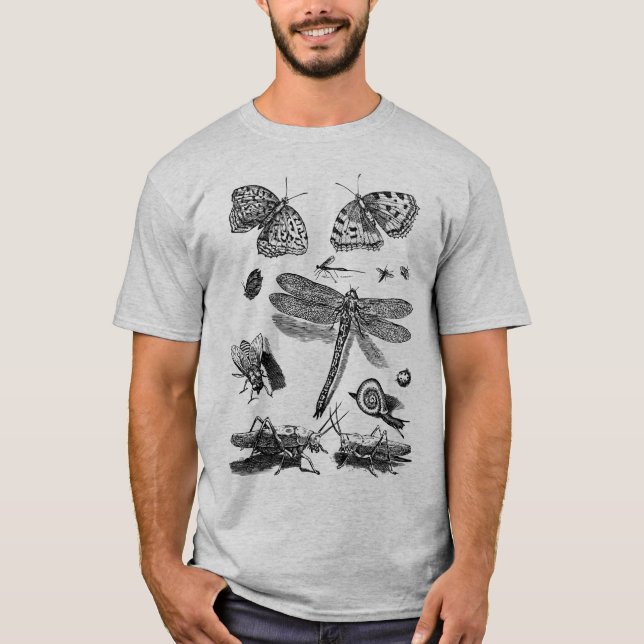 Vintage Insekten Entomologie Illustration T - Shir T-Shirt (Vorderseite)
