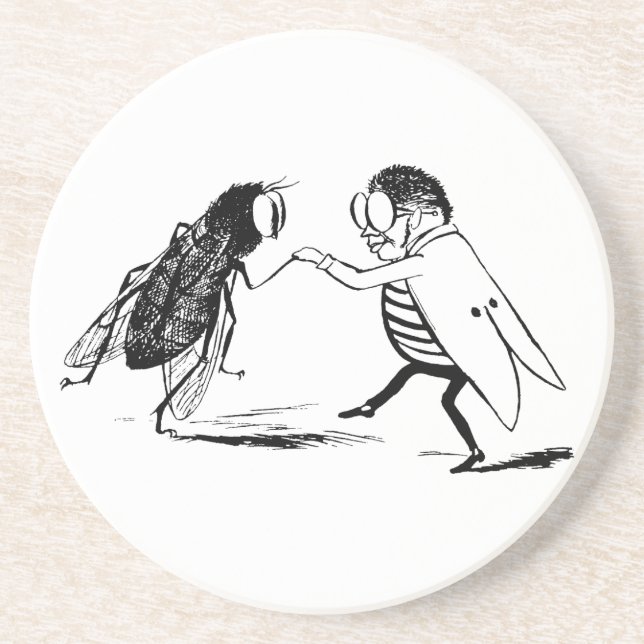Vintage Insekten tanzen; Bluebottle Fly Sandstein Untersetzer (Vorne)
