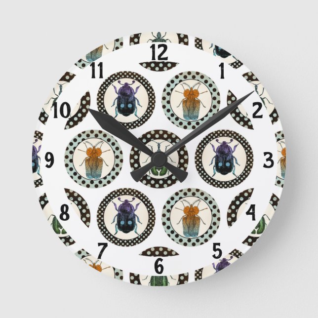 Vintage Insektenkunde Runde Wanduhr (Vorderseite)