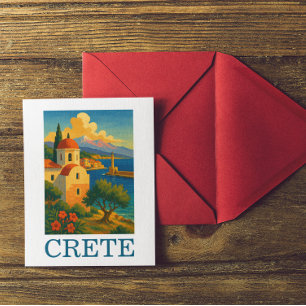 Vintage Insel Kreta Griechenland Kunstwerk Postkarte
