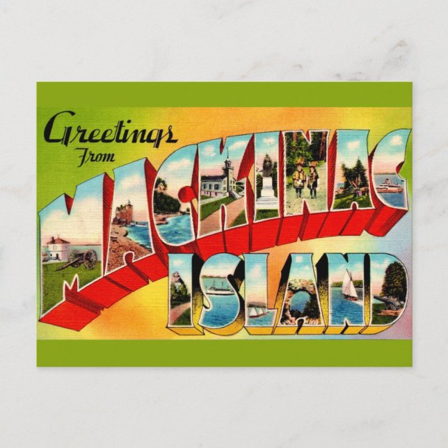 Vintage Insel Mackinac Postkarte (Vorderseite)