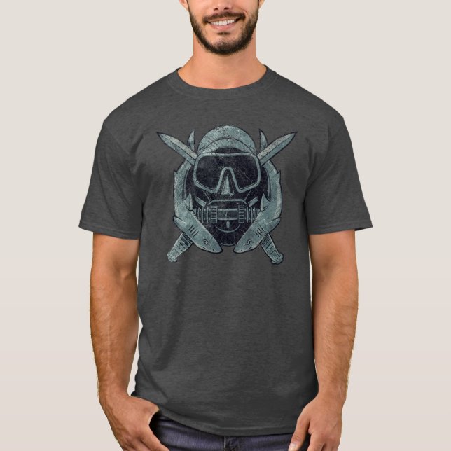 Vintage Insignien des US-Kampftauchers T-Shirt (Vorderseite)