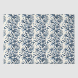 Vintage Inspired Blue & White Floral Toile Seidenpapier