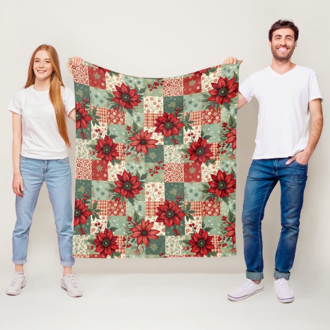 Vintage Inspired Christmas Florals Quilt Pattern Fleecedecke (Beispiel)