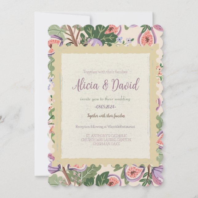  Vintage Inspired Fig Wedding Invitation (Devant)