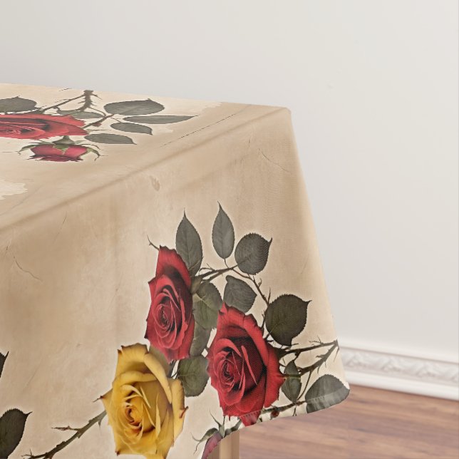 Vintage Inspired Red And Yellow Roses Tischdecke (Beispiel)