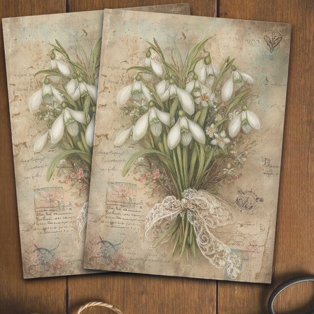 Vintage-inspired Snowdrop Bouquet Decoupage  Seidenpapier (Von Creator hochgeladen)