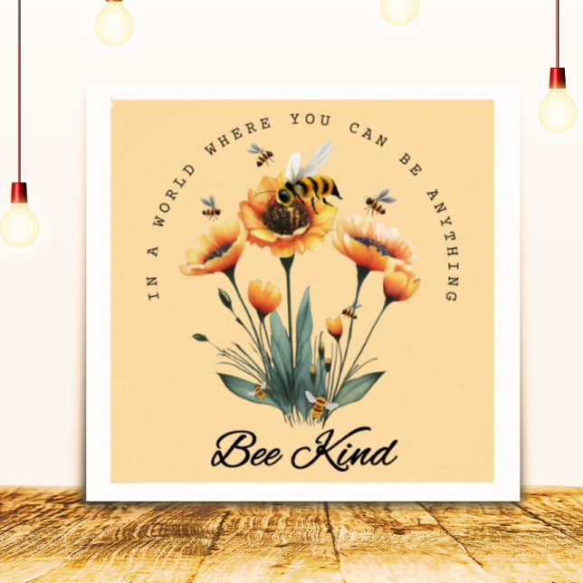 Vintage inspirierende Seifenblume Poster (vintage inspirational be kind quote floral bee poster)