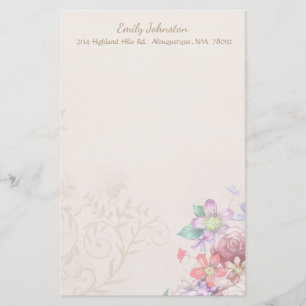 Vintage Inspirierte Blume für kundenspezifische B Briefpapier